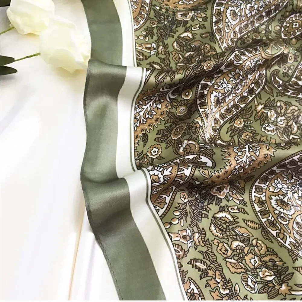 Paisley Green Silky Scarf